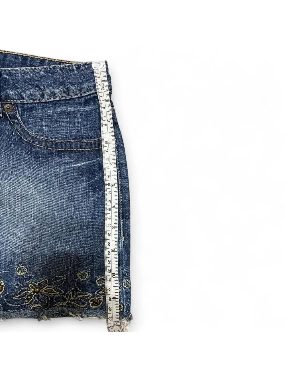 Vintage Y2K Guess Embroidered Denim Mini Skirt Size 31